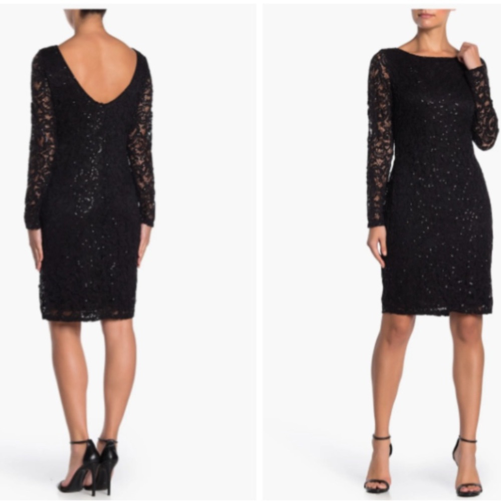 Black Sequined Cocktail Christmas Party Dress